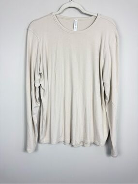 Lululemon Hold Tight Long Sleeve Shirt Womens 20 Tan Cream Off White Stretch
